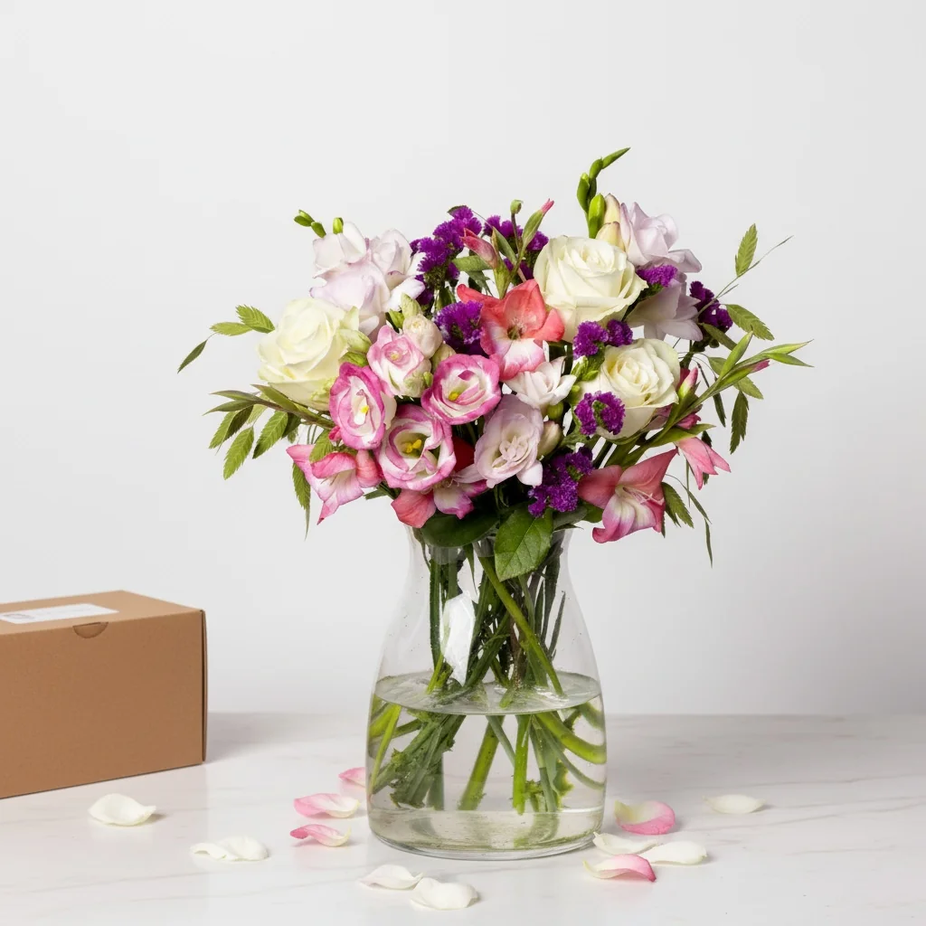 Berry Burst Letterbox - Bold gladioli and roses in rich berry colours
