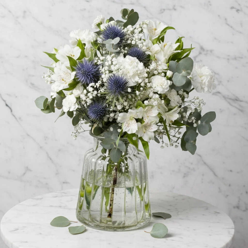 Blue Moon - elegant blue and purple birthday flowers for a girlfriend