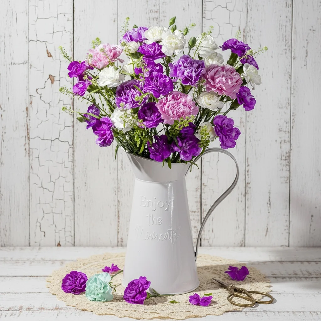 Lavender Charm - Pink and white carnations with distinctive spray carnations