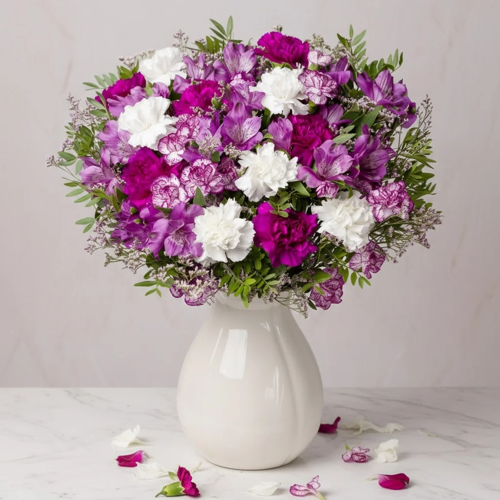 Mauve Magic XL - Magenta carnations and purple alstroemeria in vibrant display