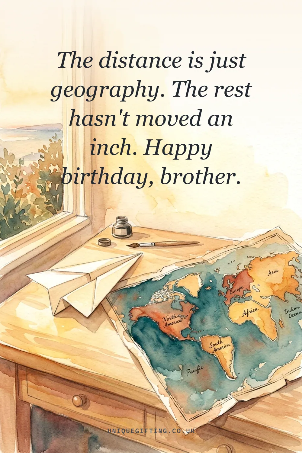 The distance is just geography. The rest hasn't moved an inch. Happy birthday, brother.