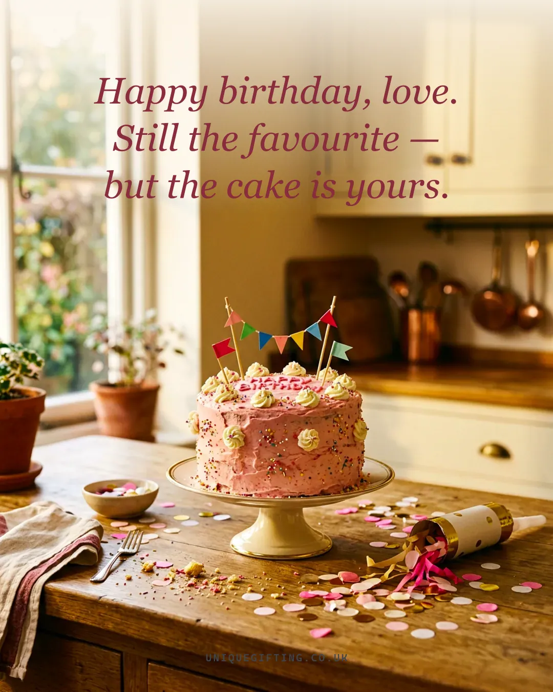 Happy birthday, love. Still the favourite — but the cake is yours.
