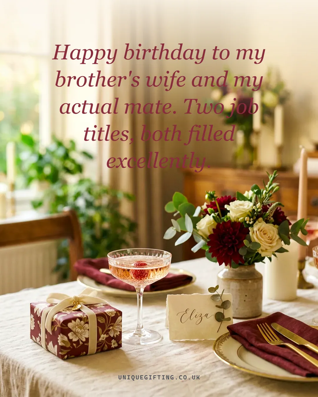 Happy birthday to my brother's wife and my actual mate. Two job titles, both filled excellently.
