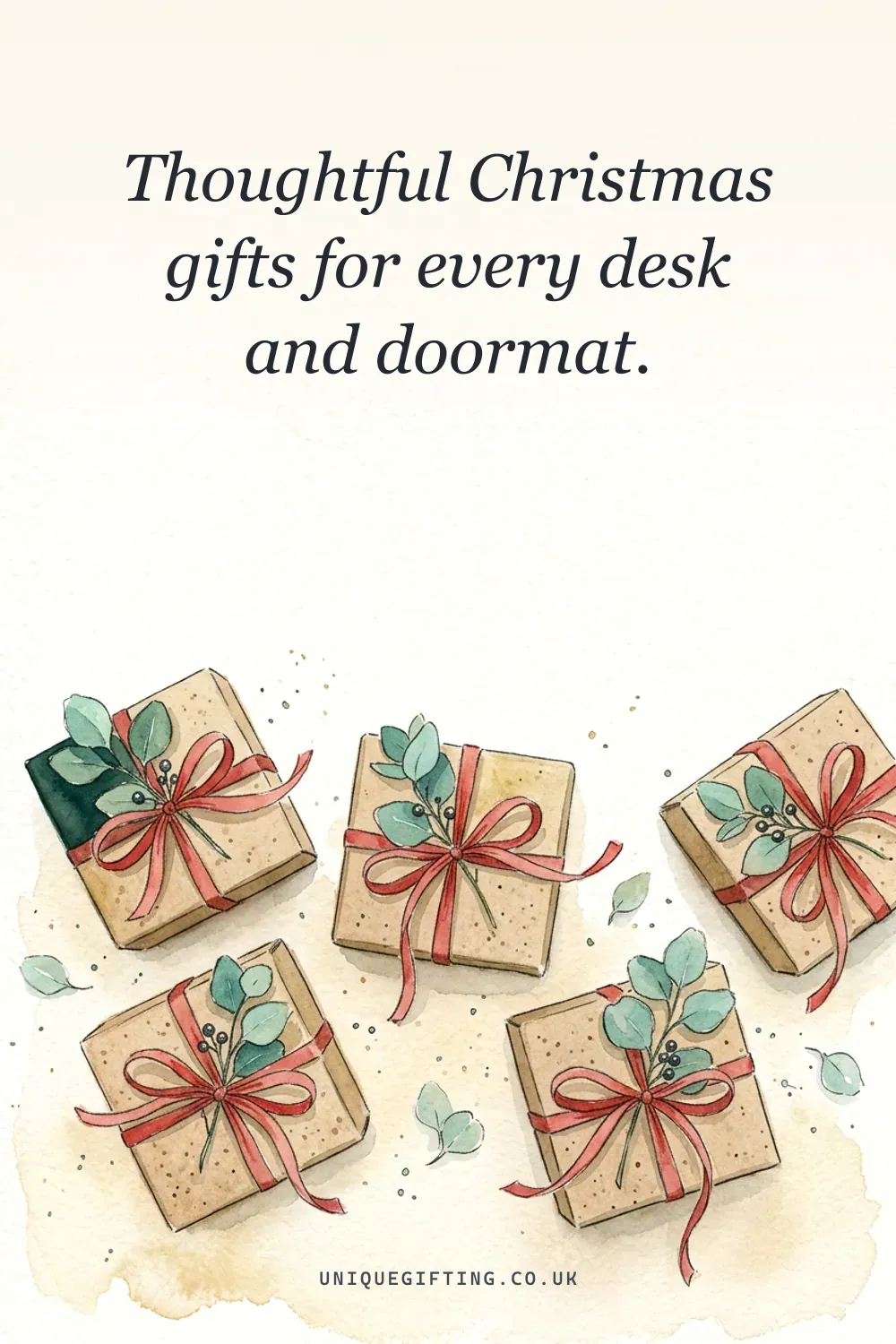 A festive quote card over a watercolour illustration for Corporate & Staff Christmas Letterbox Gifts (Perfect for Rem