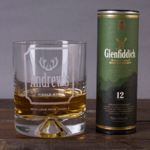 Personalised Birthday Whisky Tumbler and Glenfiddich Miniature