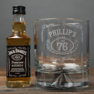 Personalised Birthday Whisky Tumbler and Jack Daniels Miniature