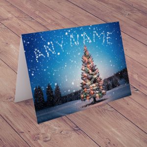 Personalised Christmas Card Snowy Christmas Tree