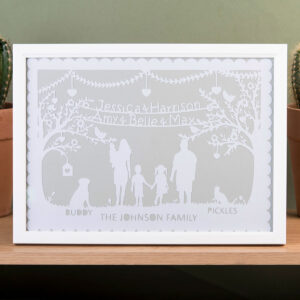 Personalised Papercut Framed Print Family Silhouette
