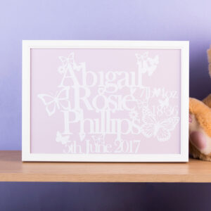 Personalised Papercut Framed Print New Baby