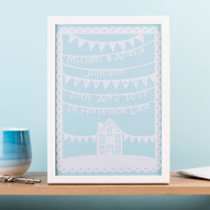 Personalised Papercut Framed Print New Home