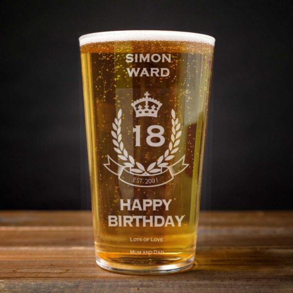 Personalised Pint Glass Birthday Crest
