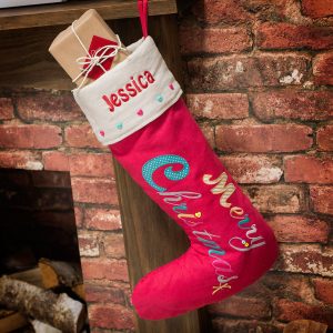 Personalised Red Merry Christmas Stocking