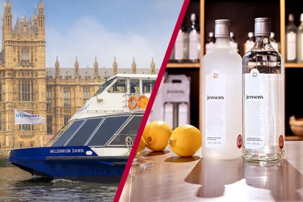 Two Course River Thames Lunch Cruise and Bermondsey Distillery Tour and Gin Tasting for Two