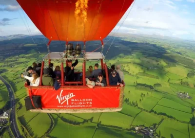 Hot Air Ballooning over english countryside
